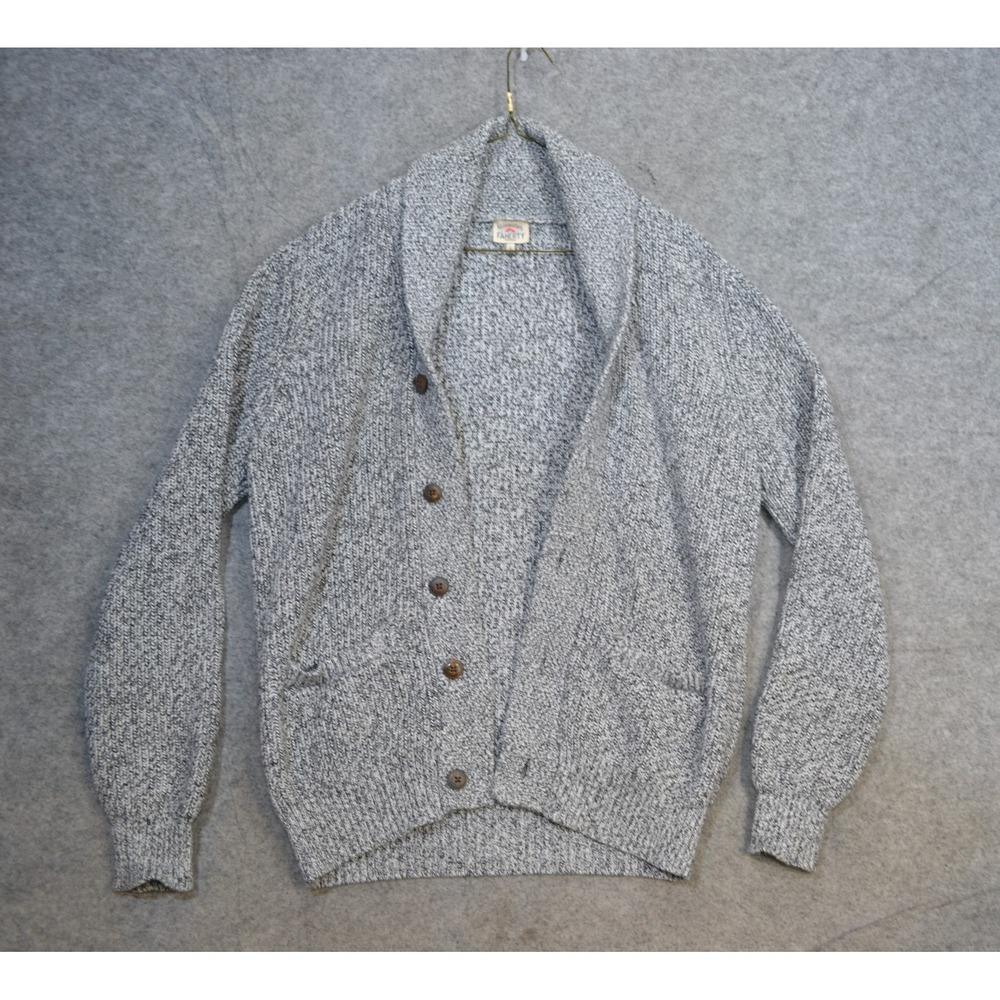 Faherty Marled Cardigan Mens L Gray Cashmere Cotton Shawl Collar Sweater Knit